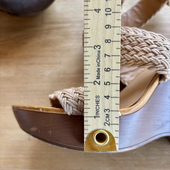 Nine West Marlon Boho Wedge Heels 8.5M Brown Woven Platform Adjustable Sandals - Picture 11 of 13